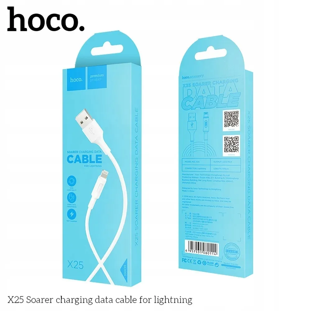 hoco-kabel-usb-a-do-apple-lightning-2a-x25-1m-bialy