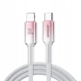 kabel-joyroom-crystal-clear-series-30w-usb-c-lightning-12m-bialy