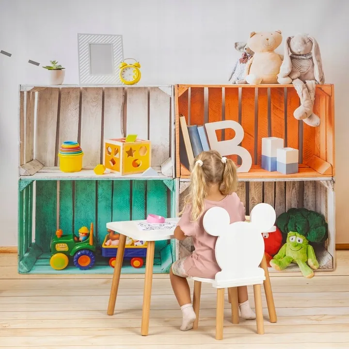 taboret-krzeselko-dzieciece-misiek-biale-stan-nowy