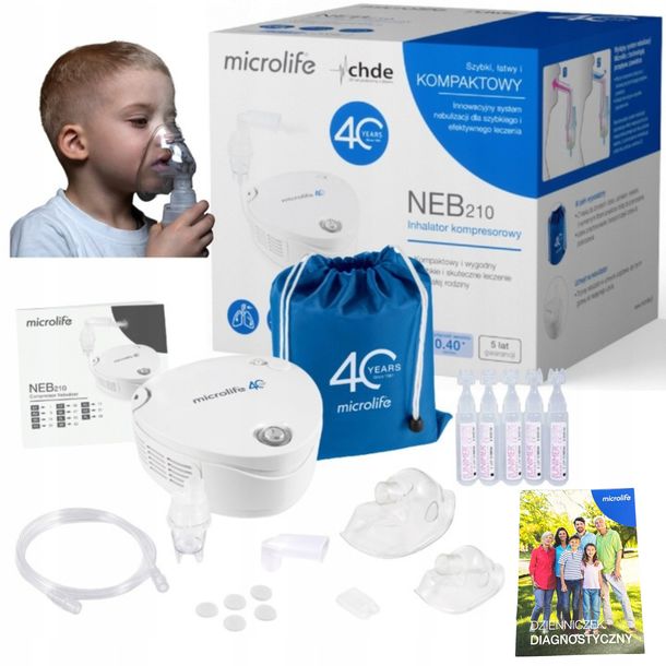 ﻿Microlife Inhalator Nebulizator Tłokowy NEB210+sól+dzienniczek