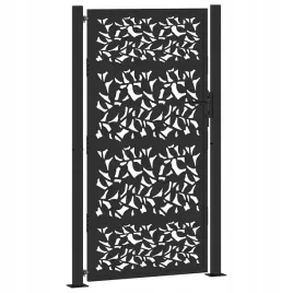 brama-ogrodowa-czarna-105x180-cm-stalowy-wzor-liscia