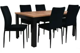 6-czarnych-krzesel-tapicerowanych-i-stol-90x160-200-dab-craft