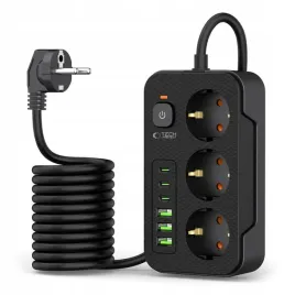 tech-protect-przedluzacz-power-socket-pc3x6-3xusb-3xusb-c-200m-black