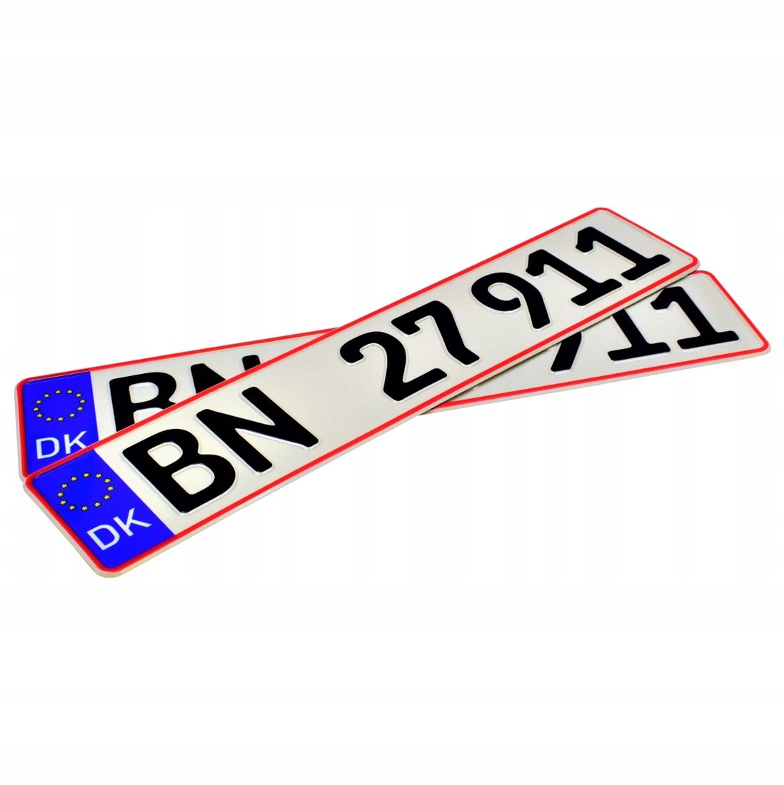 Duńskie tablice rejestracyjne komplet 2 sztuki - ERLI.pl