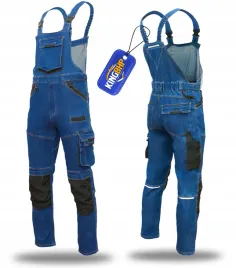 spodnie-ogrodniczki-robocze-jeans-stretch-elastyczne-wzmocnione-jeansowe