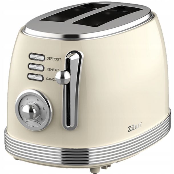 ﻿TOSTER RETRO CHROM 2 TOSTY, 6 POZIOMÓW, BEŻOWY 850W