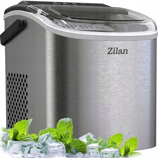 ﻿KOSTKARKA DO LODU DUŻA MOCNA PRZENOŚNA INOX EKSPRESOWY LÓD15KG/24h