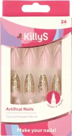 killys-sztuczne-paznokcie-stiletto-golden-glitter-french-24-szt