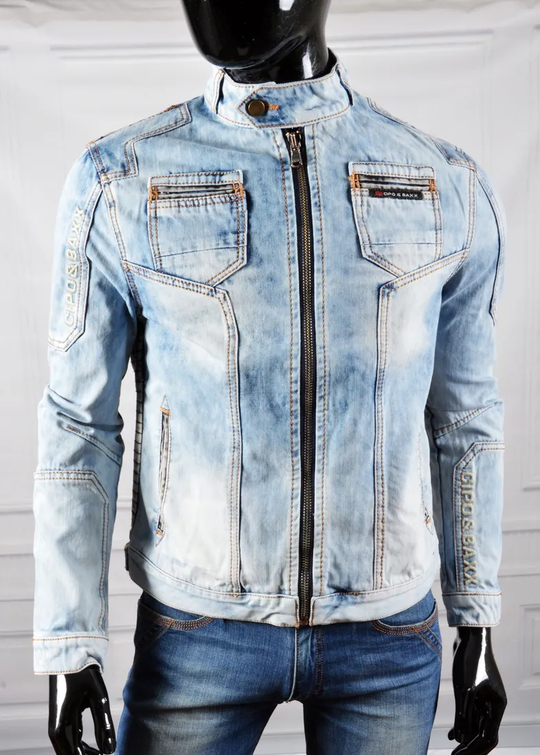 Katana Jeansowa Kurtka Jeans Cipo Baxx Przecierana Light Blue