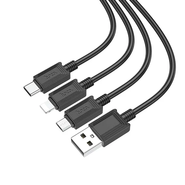hoco-kabel-3w1-usb-a-do-lightning-micro-usb-typ-c-2a-x74-1-m-czarny-stan-nowy