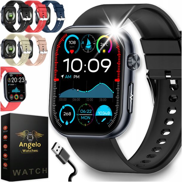 ﻿SMARTWATCH DLA SENIORA ZEGAREK KARDIO EKG HRV POMIAR CUKRU 5 PASKÓW MENU PL