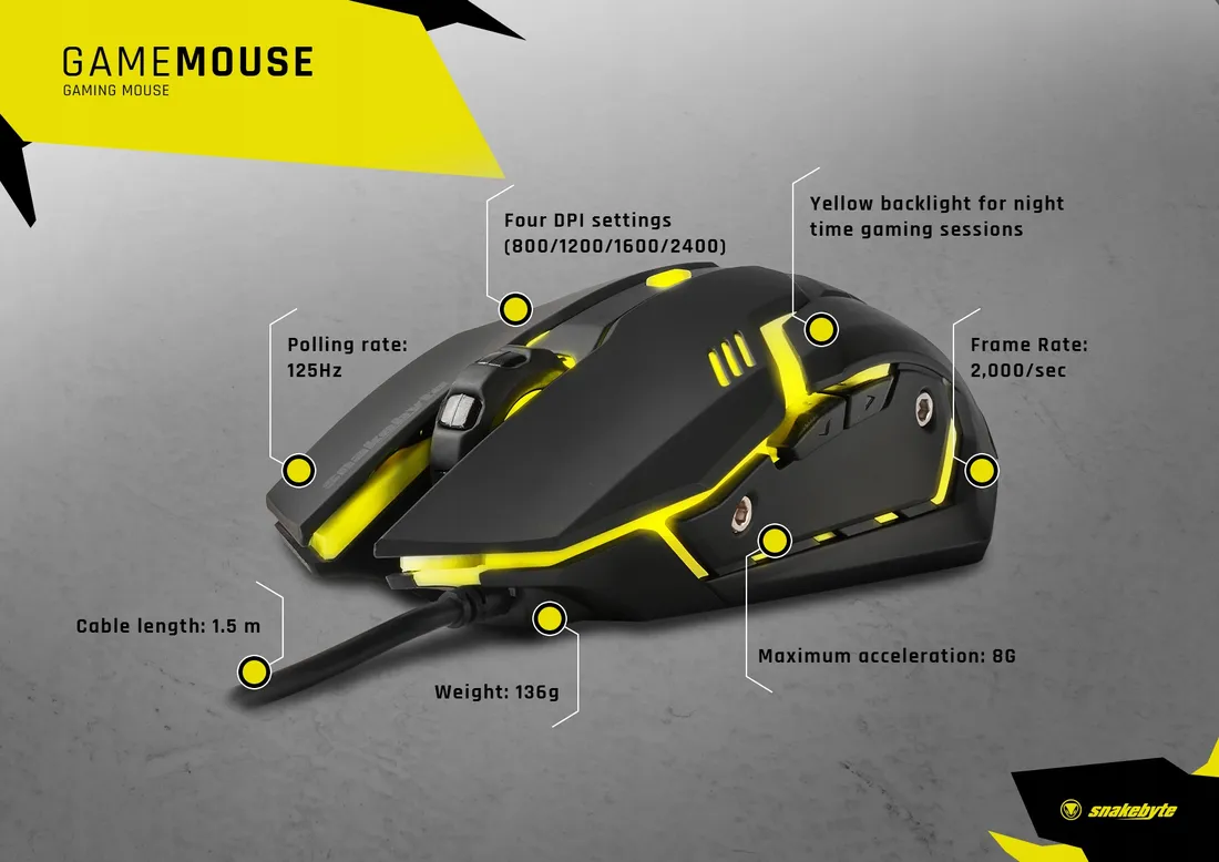 snakebyte-mysz-gamingowa-game-mouse-2400-dpi-stan-nowy