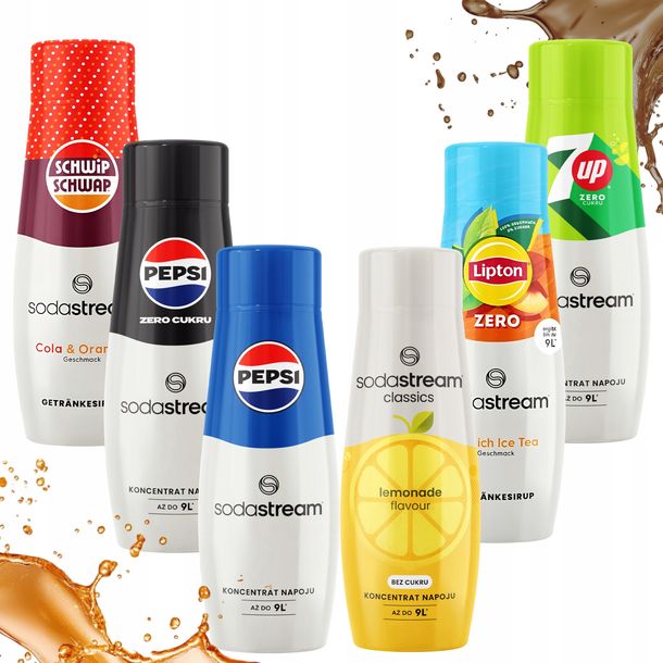 6x SYROP SODASTREAM PEPSI SCHWIP SCHWAP 7UP LIPTON KONCENTRAT DO SATURATORA