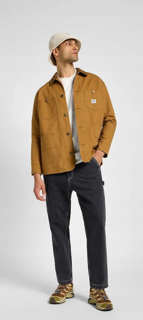 Lee LOOSE LOCO JACKET WORKWEAR OCIEPLANA BRĄZOWA LUŹNA KURTKA