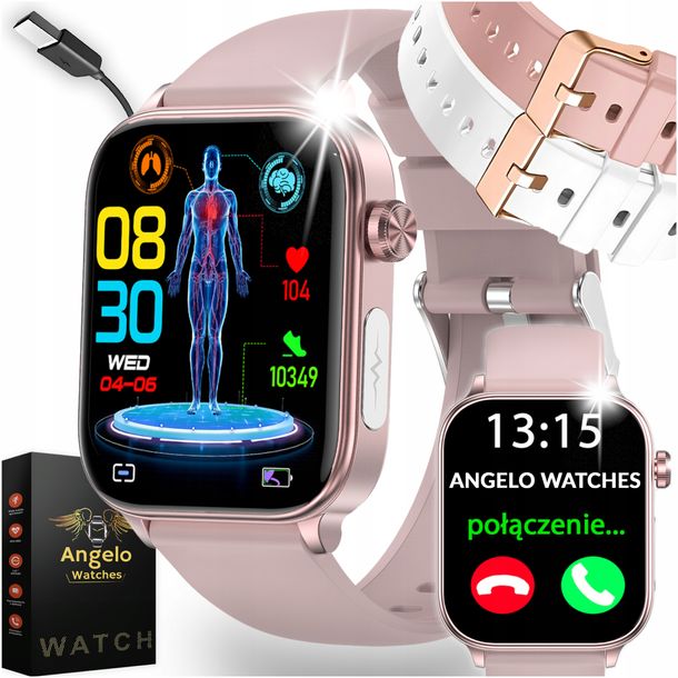 SMARTWATCH DAMSKI KARDIOWATCH POMIAR CUKRU ROZMOWY CIŚNIENIOMIERZ MENU PL