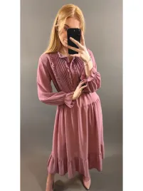 sukienka-dluga-koszulowa-pudrowy-roz-elegancka