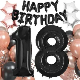balony-na-18-urodziny-zestaw-53-szt-napis-happy-birthday-czarny-rosegold