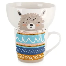 kubek-z-miseczka-dla-dziecka-porcelanowy-lama-2-el