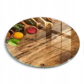 szklana-deska-do-podawania-pizzy-okragla-drewniane-lyzki-przyprawy-fi-40-cm