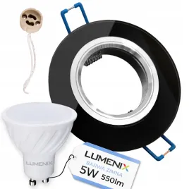 zestaw-oprawa-okragla-szklana-czarna-lustro-zarowka-gu10-led-5w-zimna