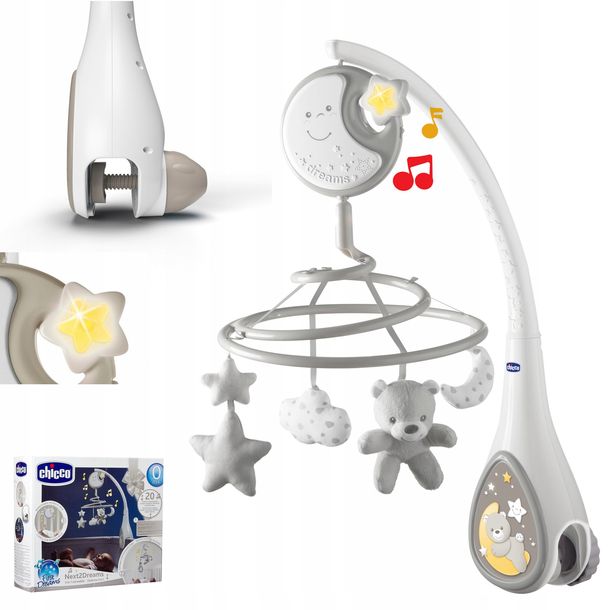 ﻿KARUZELA NA ŁÓŻECZKO NEXT2DREAMS GRAJĄCA SZUMIĄCA LAMPKA 3w1 CHICCO BEŻOWA-Zdjęcie-0