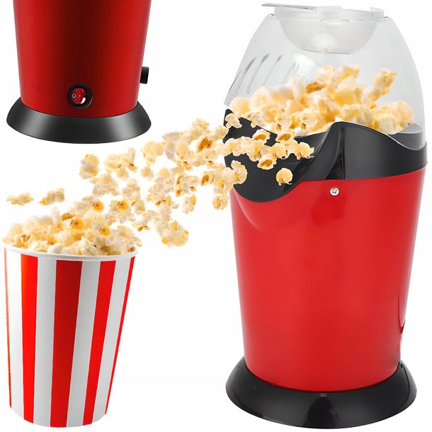 MASZYNA DO POPCORNU MASZYNKA DOMOWA BEZTŁUSZCZOWA 900W MOCNA BEZ TŁUSZCZU