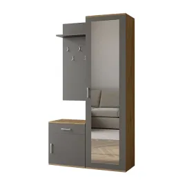 garderoba-dab-artisan-szara-z-lustrem-szafka-na-buty-i-wieszakami