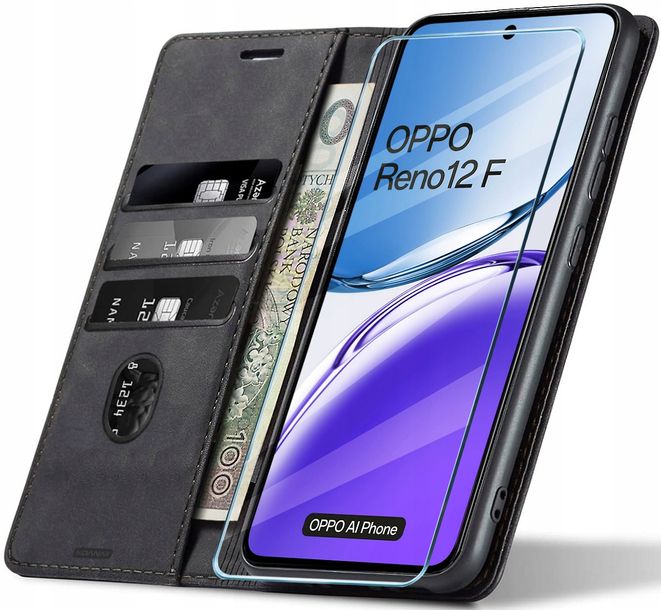 ﻿ETUI SKÓRZANE NA MAGNES DO OPPO RENO 12 F 4G|5G | 12 FS 4G|5G +SZKŁO