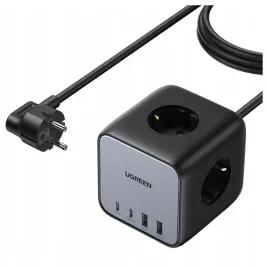 ugreen-kostka-listwa-zasilajaca-65w-usb-usb-c-3x-gniazdo-ac-czarna
