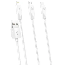 kabel-hoco-3w1-lightning-usb-typ-c-micro-usb-bialy