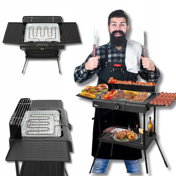 ﻿Super GRILL ELEKTRYCZNY ogrodowy DUŻY termostat 2400W 6W1 XXL - ZILAN GRILL
