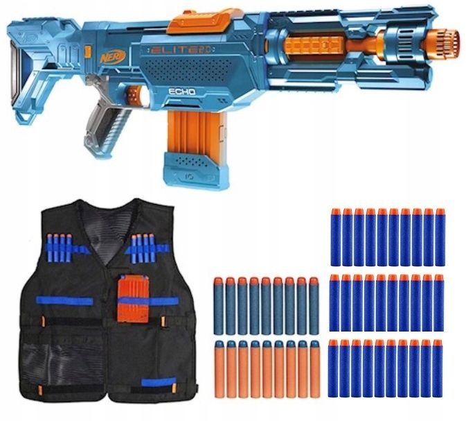﻿ZESTAW NERF ELITE 2.0 PISTOLET ECHO 4W1 + KAMIZELKA STRZAŁKI