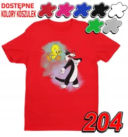 dziecieca-koszulka-t-shirt-z-nadrukiem-kot-sylwester-tunes-xs-110-116