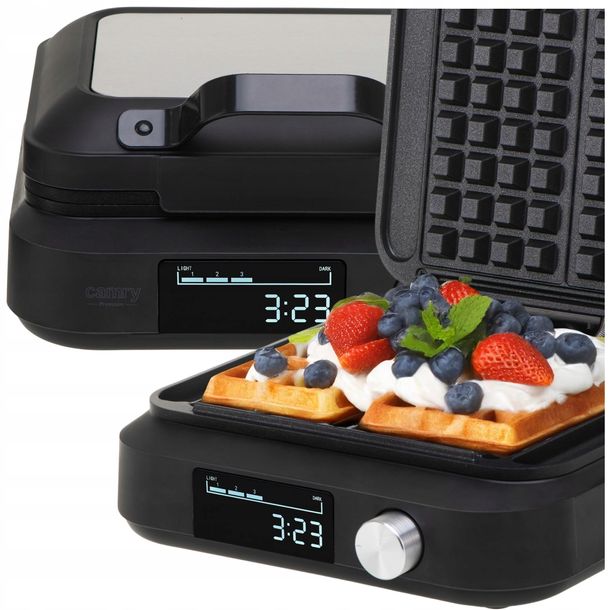 ﻿GOFROWNICA 2200W na 2 gofry XXL Timer Głębokie płyty Regulacja NON-STICK