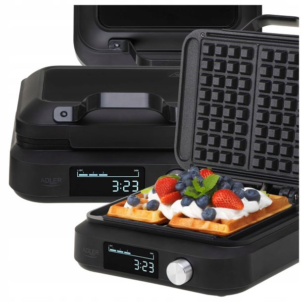 ﻿Gofrownica 2200W XXL z Regulacją Zarumienienia Timer na 2 Gofry Duża MOCNA