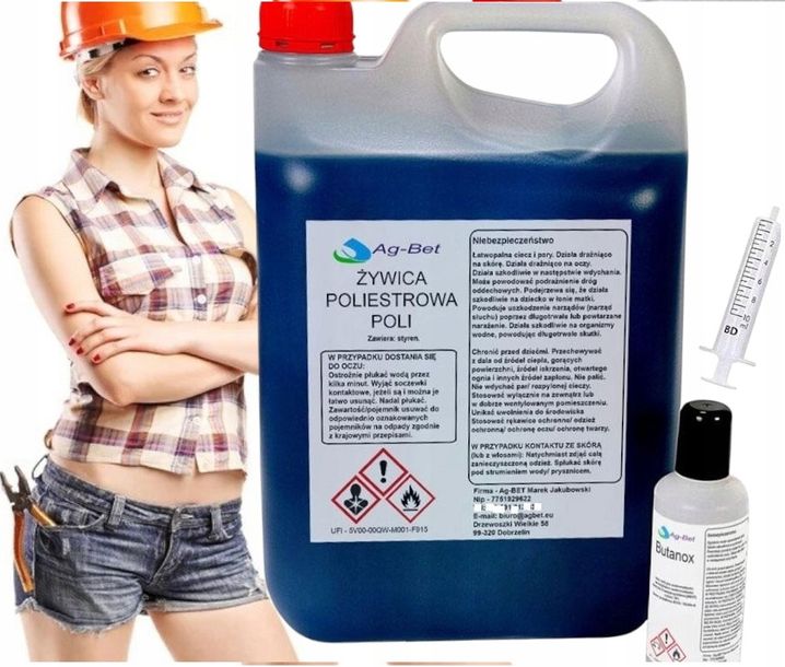 ﻿ŻYWICA POLIESTROWA 5 KG DO ŁODŹI KEMPING NACZEPA BASEN ZBIORNIK LAMINAT