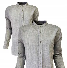 koszula-letnia-casual-stojka-kombinowany-rekaw-grey-3xl