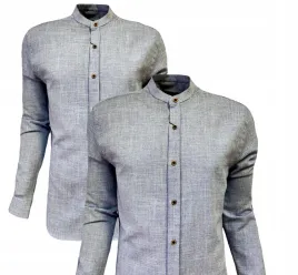 koszula-letnia-casual-stojka-kombinowany-rekaw-blue-3xl