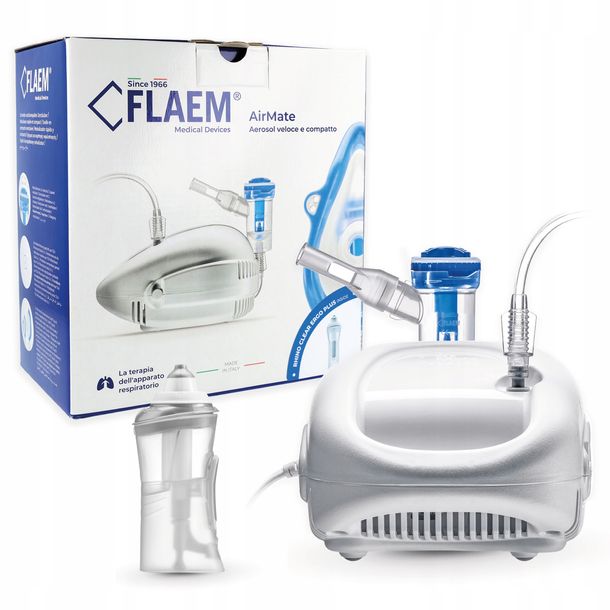 ﻿INHALATOR NEBULIZATOR FLAEM AIRMATE Z IRYGATOREM DO NOSA, DZIECI I DOROŚLI