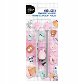 kidea-zestaw-2-x-olowek-z-figurka-kroliczka-temperowka-kroliczek