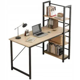 biurko-komputerowe-z-regalem-polkami-nowoczesne-metalowe-loft-jasny-braz