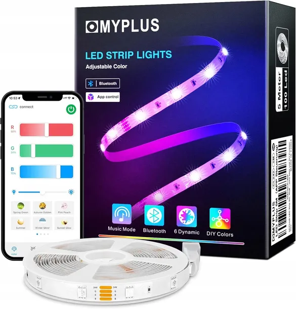 tasma-led-rgb-5m-samoprzylepna-bluetooth-pilot-stan-nowy