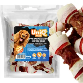 przysmak-dla-psa-kosc-wiazana-ze-skory-wolowej-z-kaczka-uniq-pets-500g