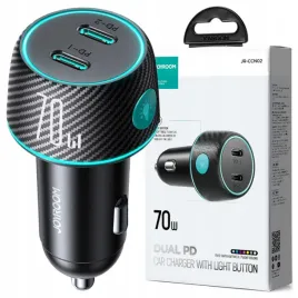 joyroom-ladowarka-samochodowa-2x-usb-c-70w-z-podswietleniem-led-czarna