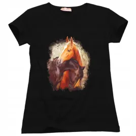 bluzka-t-shirt-nadruki-konie-bawelna-czarna-164