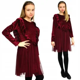elegancka-sukienka-bordowa-welur-tiul-kokarda-152