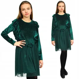 elegancka-sukienka-butelkowa-zielen-welur-tiul-116