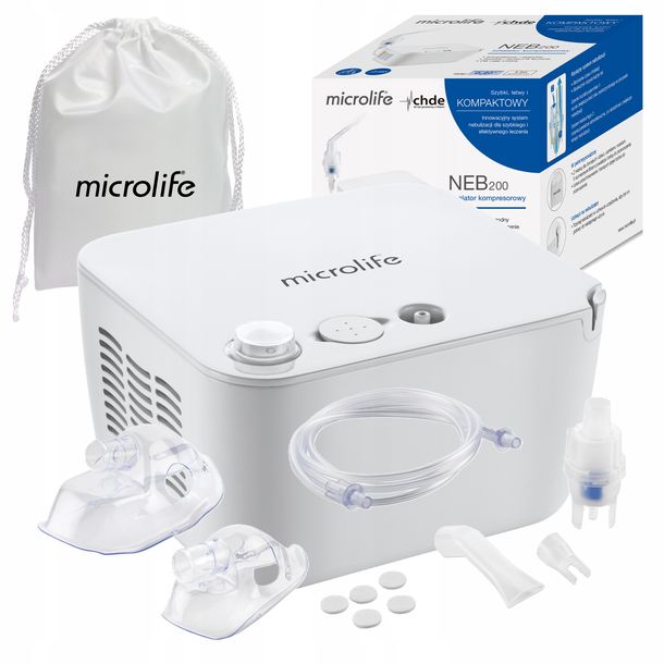 ﻿MICROLIFE INHALATOR NEBULIZATOR TŁOKOWY NEB 200 DLA DZIECI I DOROSŁYCH+ETUI