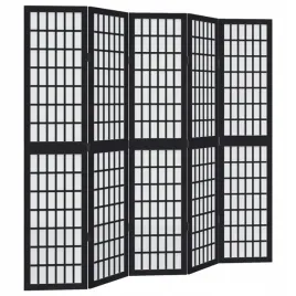parawan-pokojowy-5-panelowy-czarny-lite-drewno-paulowni