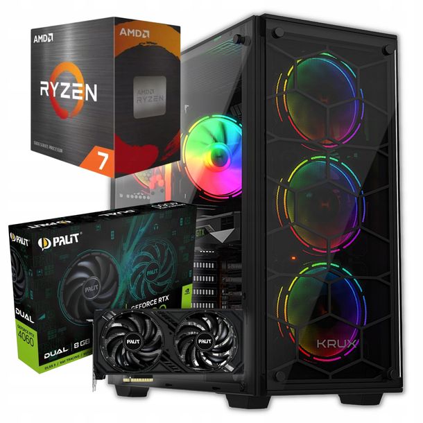 BSG Raptor Komputer Do Gier Gamingowy Ryzen 7 32GB 1TB SSD RTX 4060 Win11